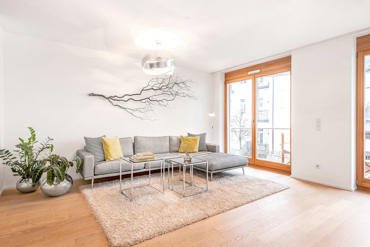 Open living room with balcony access