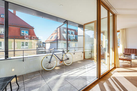West loggia with glass panels