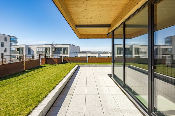 Southwest-facing terrace for relaxing