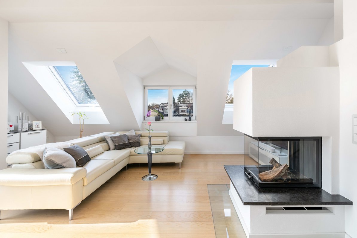 Living with panoramic fireplace