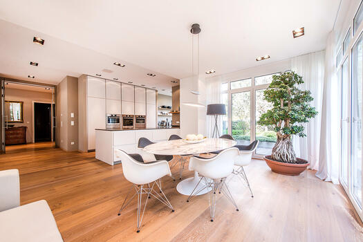 Open dining area with surrounding terrace