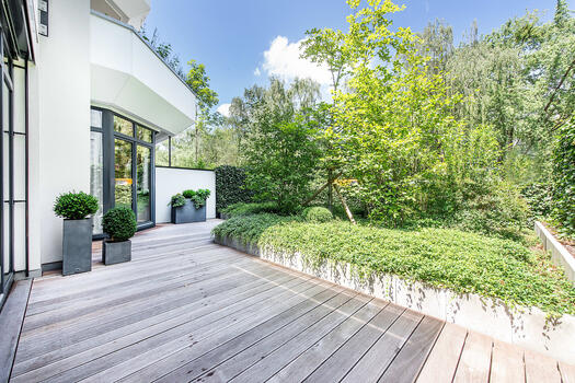 Spacious terrace with greenery