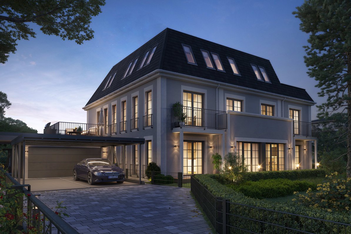 City villa in the evening (Illustr.)