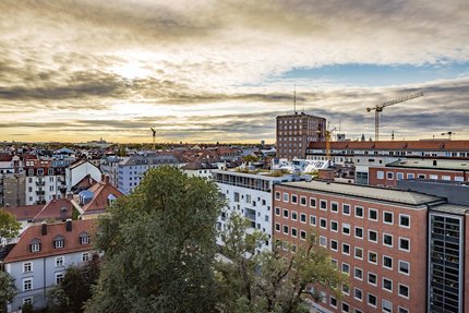 Panoramablick aus dem Wohn-, Arbeitsbereich