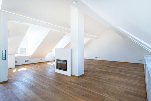 Living area with fireplace