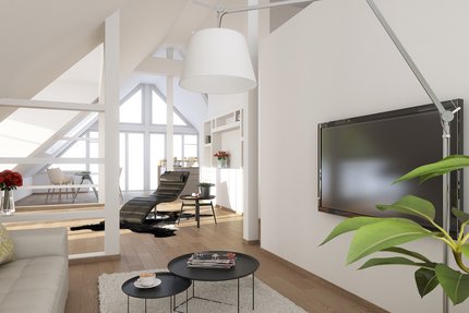 Wohn-und Essbereich-Einrichtung visualisiert