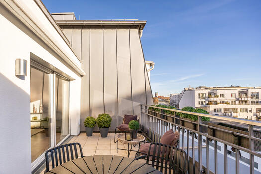 Large east-facing balcony with a view