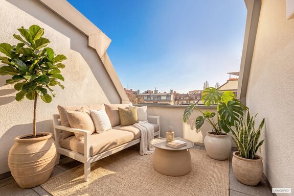 Uneinsehbare Dachterrasse (virtuell möbliert)