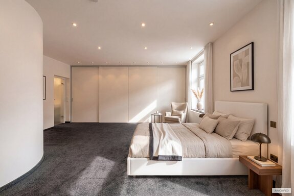 Schafzimmer mit Bad en suite (virtuell möbliert)