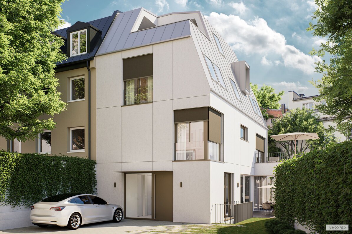 Die Baugenehmigung für ein Stadthaus liegt bereits vor (Visualisierung)