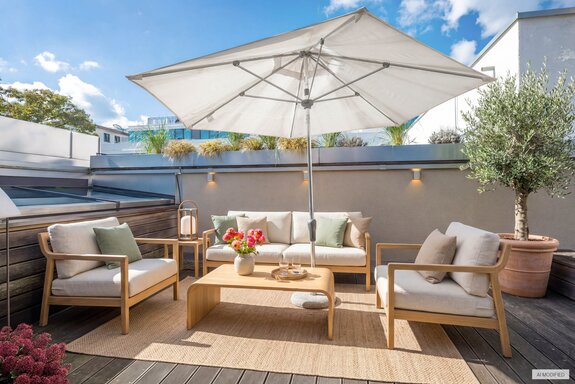 West-facing rooftop terrace (virtually furnished)