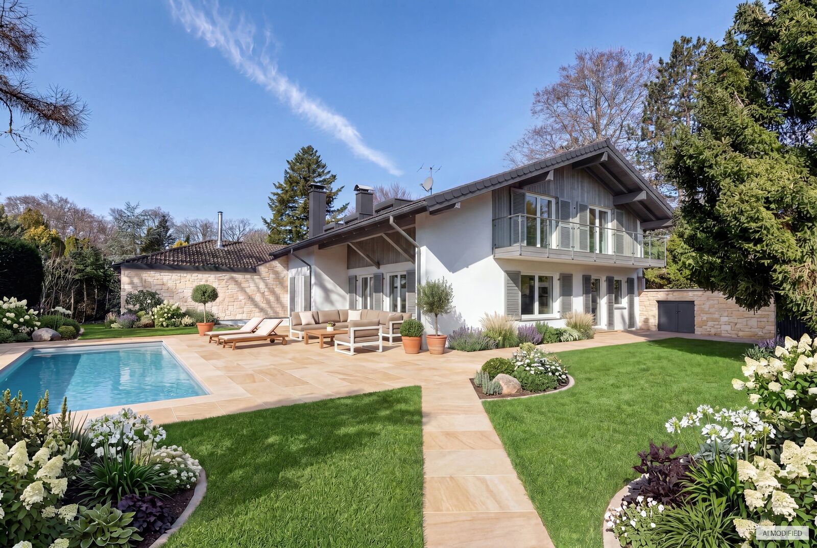 Sonnenterrasse und Pool (Visualisierung)
