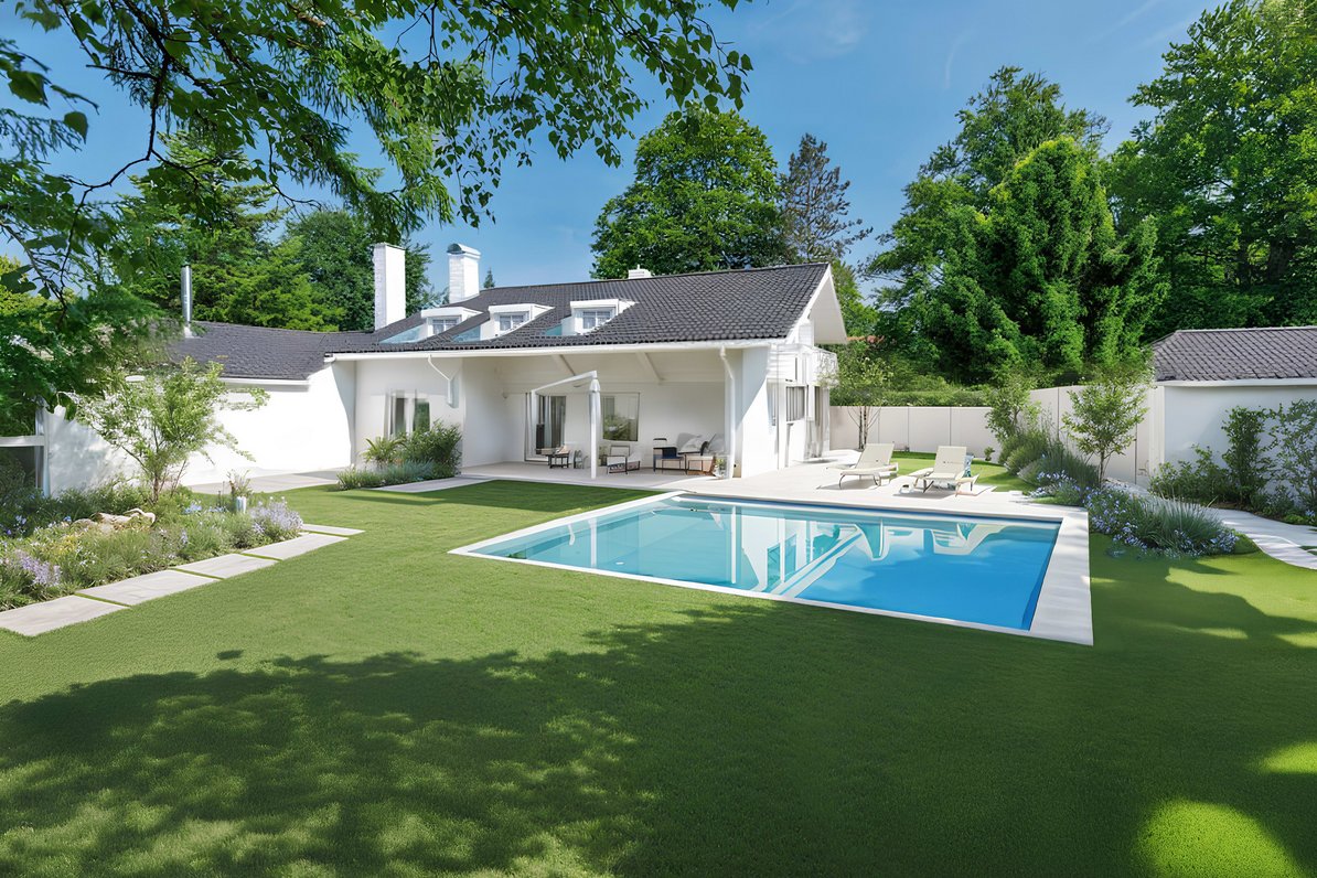 Sonnenterrasse und Pool (Visualisierung)