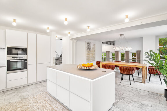 Inviting kitchen with a cooking island