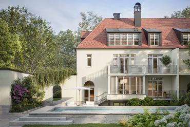 Domizil nahe Schlosskanal: Villenhälfte mit Pool zur Sanierung und Erweiterung