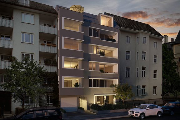 Hausansicht bei Nacht