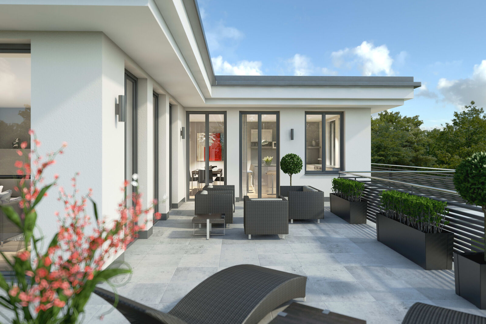 Sonnige Dachterrasse (Visualisierung)