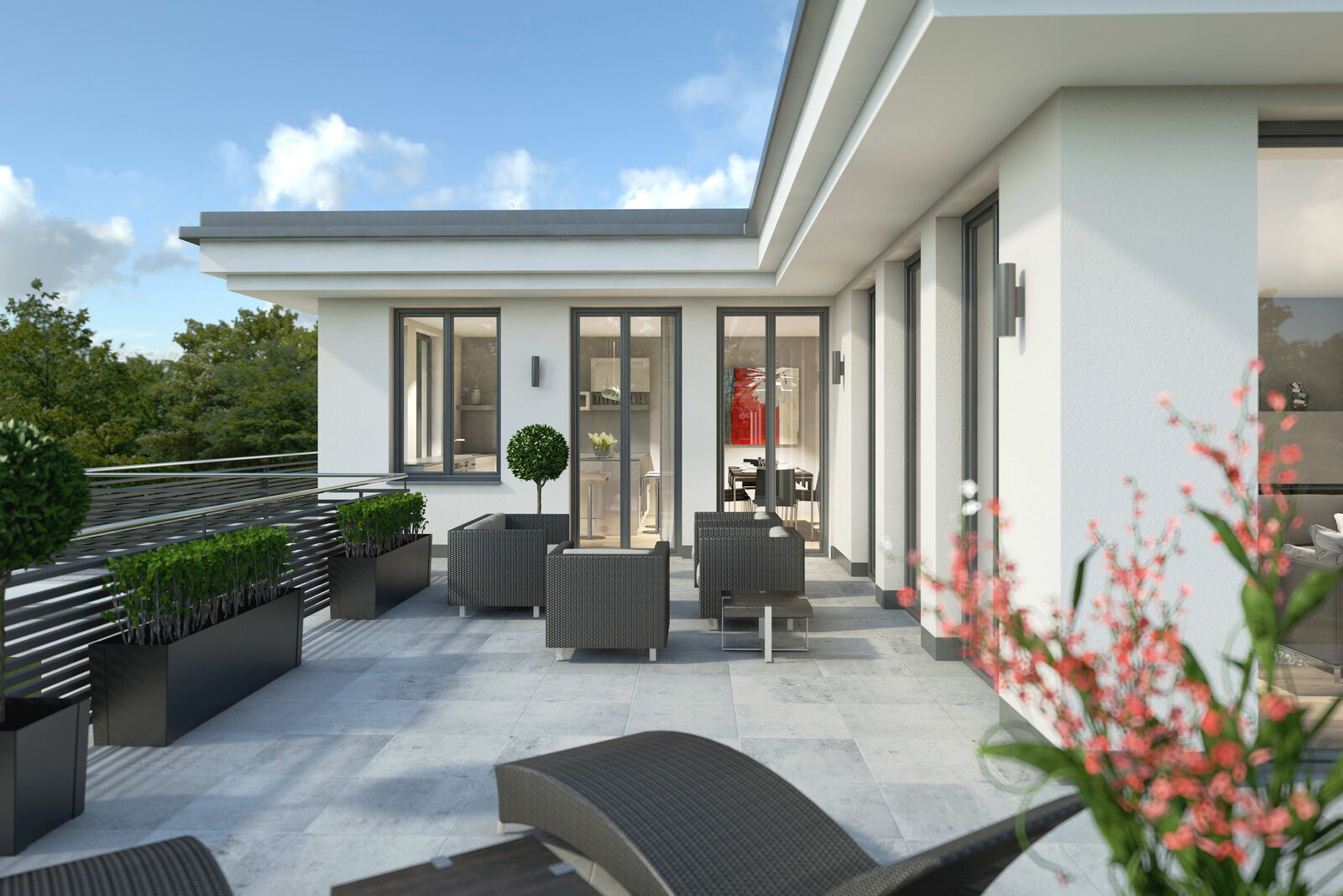 Sonnige Dachterrasse (Visualisierung)
