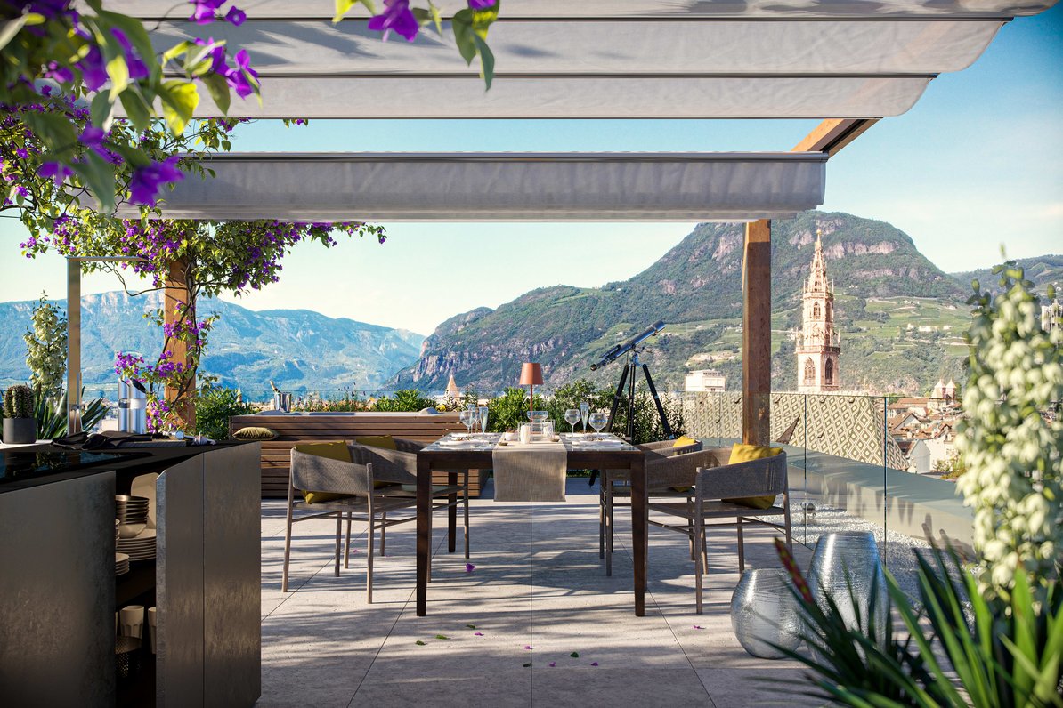 Terrassen mit Bergblick