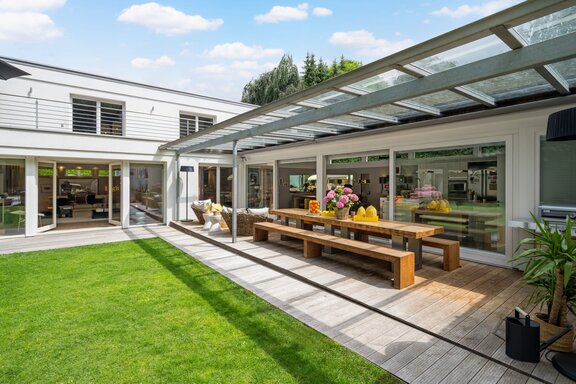 Large outdoor dining area
