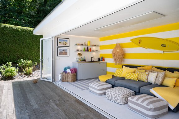 Pool house adjacent to the sun deck