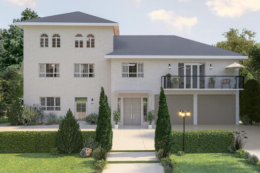 Visualization of the street-side view of the house after possible renovation
