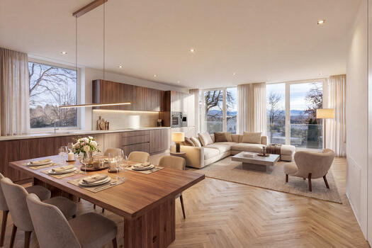 Open-plan living/dining area (visualization)