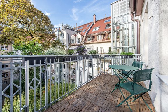 West balcony with idyllic inner courtyard location