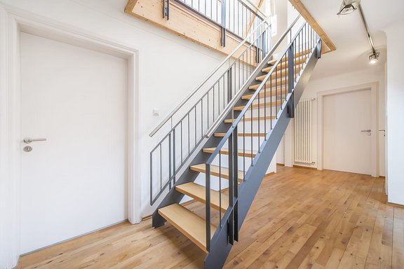 Open staircase to the attic studio