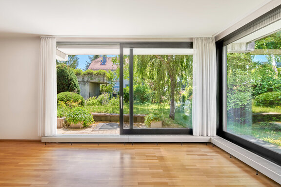 Floor to ceiling glass fronts