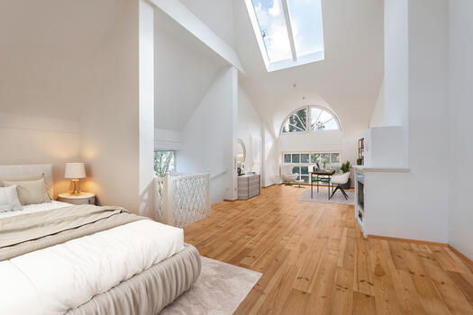 Top floor with loft flair (visualized)