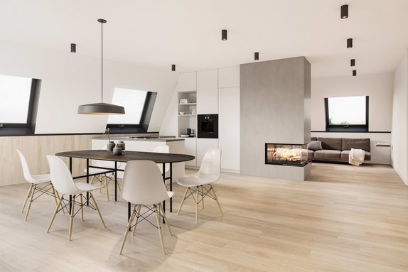 Living, dining and cooking area penthouse (visualization)