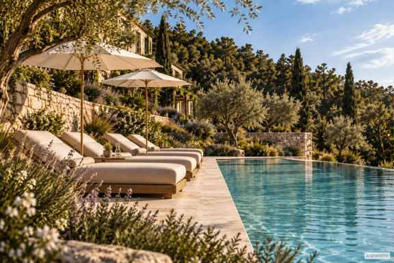 Pool location with a panoramic view of the lake