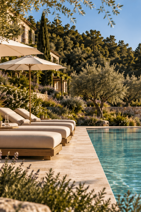 Pool location with a panoramic view of the lake
