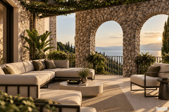 Terrace with a sweeping view of the lake