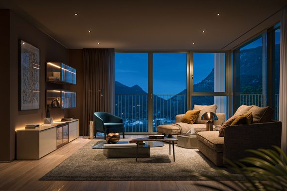 Evening mood with mountain view - visualization