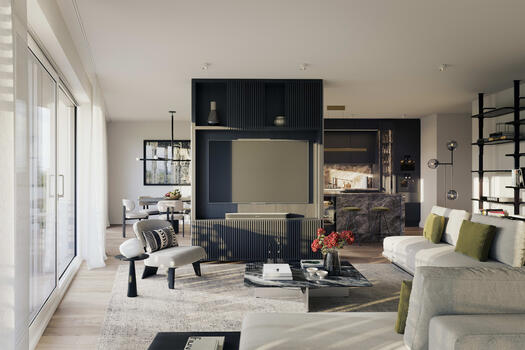 Elegant living and dining area