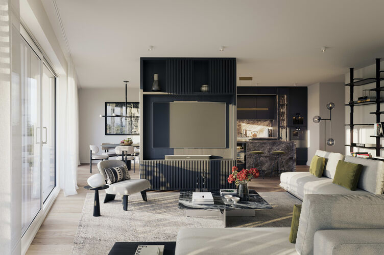 Elegant living and dining area