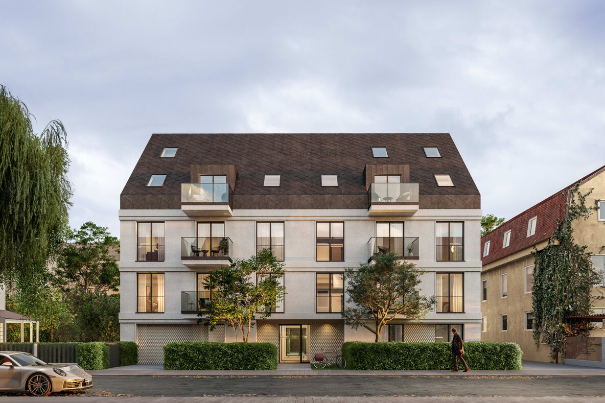 Klare, moderne Architektur mit klassischer Fassadengliederung