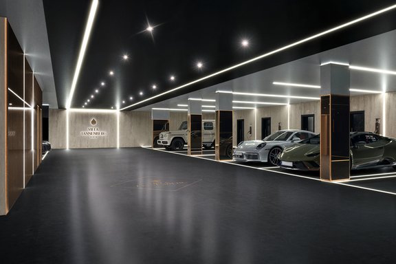 Underground parking garage with car lift