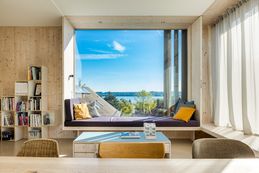 Living room with lake view